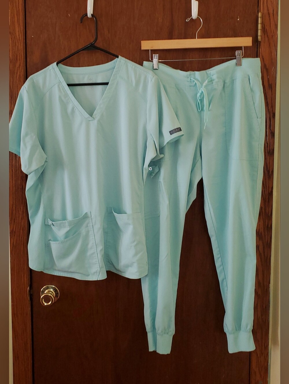 Med Couture Touch Scrub Set Sea Mist Green Top Sz Xl Pants Sz Medium
